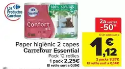 Carrefour Market Carrefour - paper higienic 2 capes essential oferta