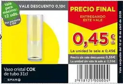 SPAR Spar - vaso cristal cok de tubo oferta