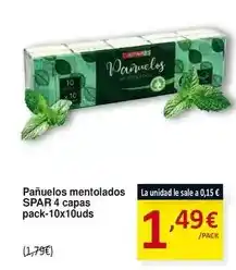 SPAR Spar - pañuelos mentolados oferta