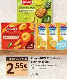 SPAR Juver - zumo disfruta pack-6x200ml oferta