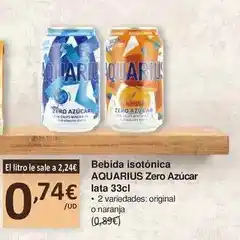 SPAR Aquarius - bebida isotónica zero azucar oferta