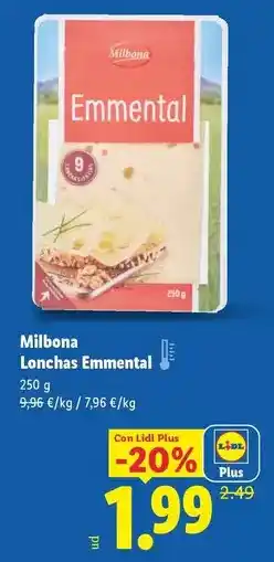 Lidl Milbona - lonchas emmental oferta