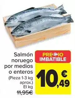 Carrefour Salmón noruego por medios o enteros oferta