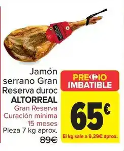 Carrefour Altorreal - jamón serrano gran reserva duroc oferta