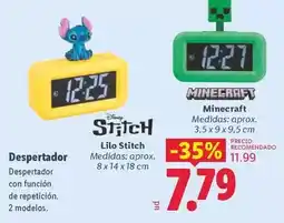 Lidl Disney stitch/minecraft - despertador oferta