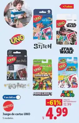 Lidl Mattel - juego de cartas uno oferta