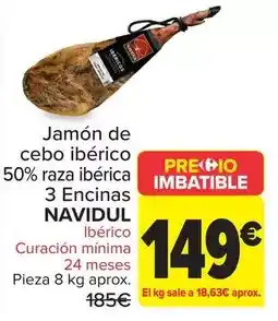 Carrefour Navidul - jamón de cebo ibérico 50% raza ibérica 3 encinas oferta