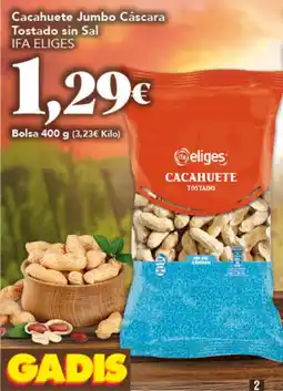 Gadis IFA ELIGES Cacahuete Jumbo Cáscara Tostado sin Sal oferta