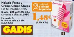 Gadis LA MENORQUINA Helado Fresa y Crema Chupa Chups oferta