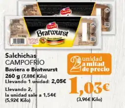 Gadis CAMPOFRÍO Salchichas Baviera o Bratwurst oferta