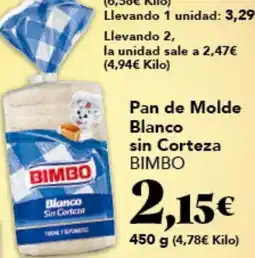 Gadis BIMBO Pan de Molde sin Corteza oferta
