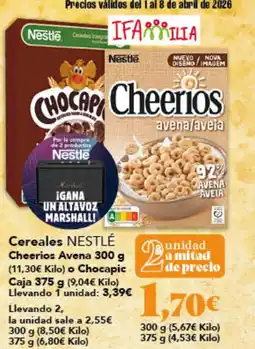 Gadis NESTLÉ Cereales Cheerios Avena o chocapic caja oferta