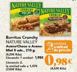 Gadis NATURE VALLEY Barritas Crunchy Avena-Choco o Avena- Miel oferta