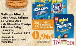Gadis LU Galletas Mini Chips Ahoy!, Rellenas de Crema Oreo o de Chocolate Príncipe 4 Bolsitas oferta