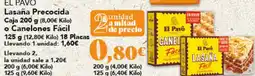 Gadis EL PAVO Lasaña Precocida Caja o Canelones Fácil oferta