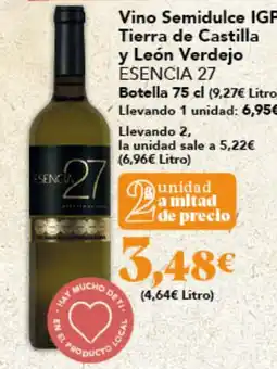 Gadis ESENCIA 27 Vino Semidulce IGP. Tierra de Castilla y León Verdejo oferta
