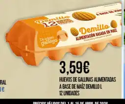 Claudio Huevos de gallinas alimentadas a base de maíz demillo l 12 unidades oferta