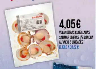 Volandeiras congeladas salimar limpias 1/2 concha al vacio 8 unidades