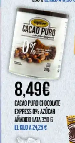 Claudio Cacao puro chocolate express 0% azúcar añadido lata oferta