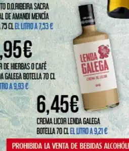 Claudio Crema licor lenda galega botella oferta