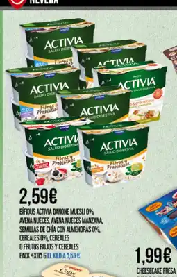 Claudio Bifidus activia danone muesli 0%, avena nueces, avena nueces manzana, semillas de chía con almendras 0%, cereales 0% oferta