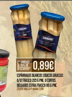 Claudio CIDACOS Espárragos blancos gruesos 6/12 frasco i cortos delgados extra frasco oferta