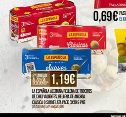 Claudio LA ESPAÑOLA Aceituna rellena de trocitos de chili valientes, rellena de anchoa clásica o suave lata oferta