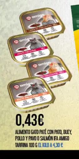 Claudio IFA AMIGO Alimento gato paté con pato, buey, pollo y pavo o salmón tarrina oferta