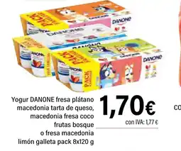 Cash Ifa DANONE Yogur fresa plátano macedonia tarta de queso, macedonia fresa coco frutas bosque o fresa macedonia oferta
