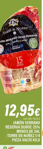 Cash Ifa Jamón serrano reserva duroc 25% menos de sal torre de nuñez 1/4 oferta