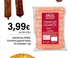 Cash Ifa ARGAL Salchichas Frankfurt gigante bolsa 20 unidades oferta