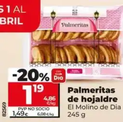 Dia El molino de dia - palmeritas de hojaldre oferta