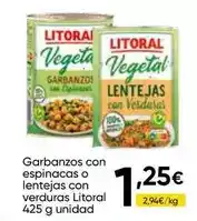 FROIZ Litoral - garbanzos con espinacas o lentejas con verduras oferta