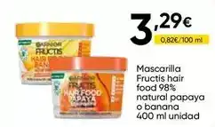 FROIZ Garnier - mascarilla fructis hair food 98% natural papaya o banana oferta