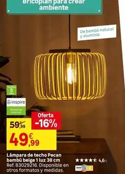 Leroy Merlin Lampara de techo pecan bambi boeige 1 luz 38 cm oferta