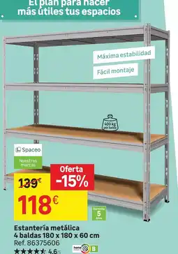 Leroy Merlin Home - estantería metálica 4 baldas 180 x 180 cm oferta