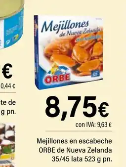 Cash Ifa ORBE Mejillones en escabeche de Nueva Zelanda 35/45 lata oferta