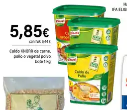 Cash Ifa KNORR Caldo de carne, pollo o vegetal polvo bote oferta