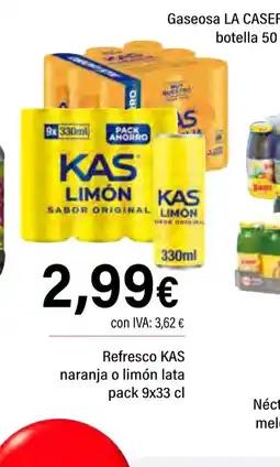Cash Ifa KAS Refresco naranja o limón lata oferta