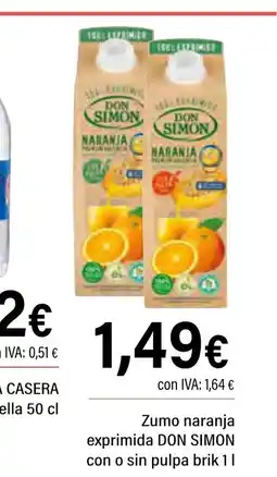 Cash Ifa DON SIMON Zumo naranja exprimida con o sin pulpa brik oferta