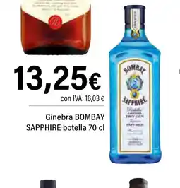 Cash Ifa BOMBAY SAPPHIRE Ginebra botella oferta
