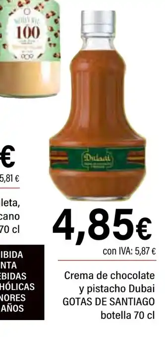 Cash Ifa GOTAS DE SANTIAGO Crema de chocolate y pistacho Dubai oferta