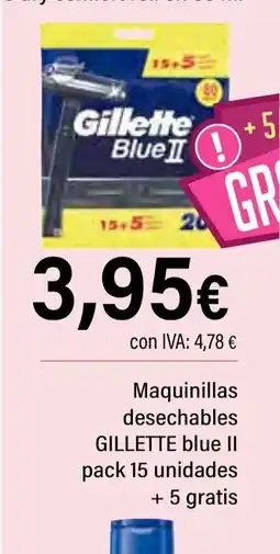 Cash Ifa GILLETTE Maquinillas desechables blue II pack 15 unidades + 5 gratis oferta