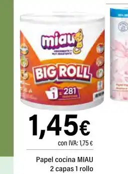 Cash Ifa MIAU Papel cocina 2 capas 1 rollo oferta