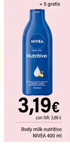 Cash Ifa NIVEA Body milk nutritivo oferta