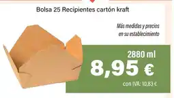 Cash Ifa Bolsa 25 Recipientes cartón kraft oferta
