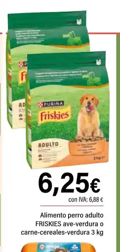 Cash Ifa FRISKIES Alimento perro adulto ave-verdura o carne-cereales-verdura oferta