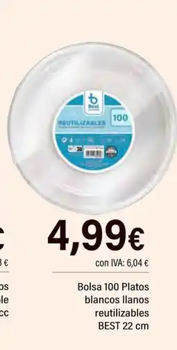 Cash Ifa BEST Bolsa 100 Platos blancos llanos reutilizables oferta