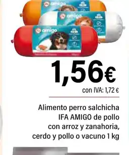 Cash Ifa IFA AMIGO Alimento perro salchicha de pollo con arroz y zanahoria, cerdo y pollo o vacuno oferta