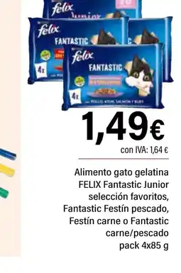Cash Ifa Alimento gato gelatina FELIX Fantastic Junior selección favoritos, Fantastic Festín pescadp oferta